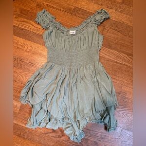 UO Rosie Smocked Tiered Ruffle Romper